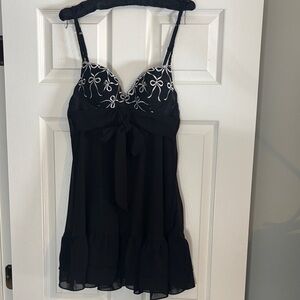 Black Nightie with White Embroidery